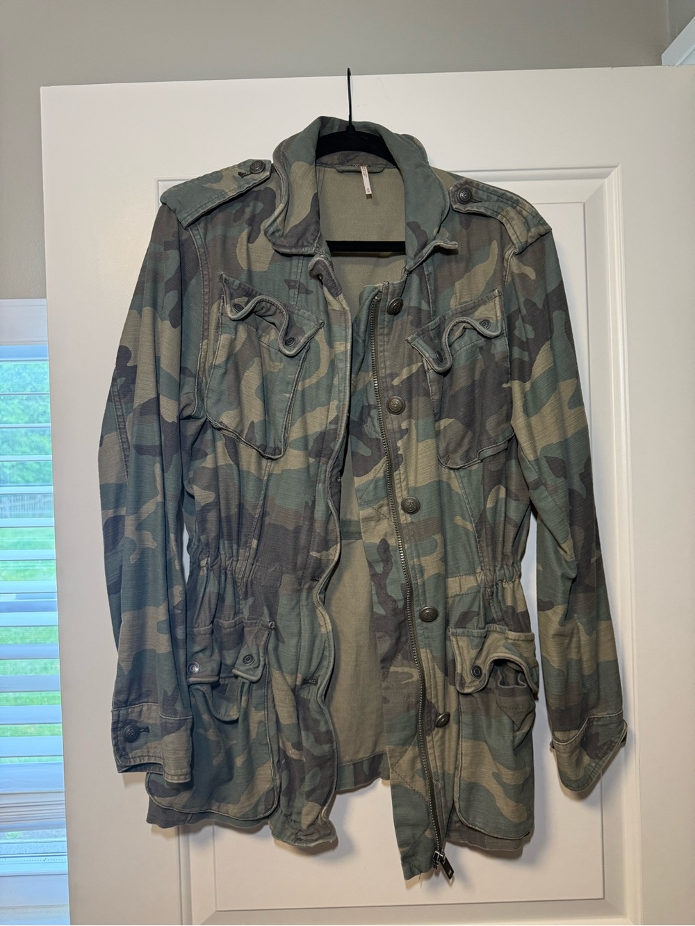 Free People Women's Camouflage Utility Jacket in Green and Brown